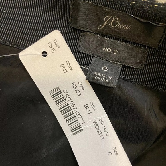 6 J. CREW No 2 Pencil Skirt Tinsel Tweed Wool Black Lurex w/ Gold  K3053 - Picture 4 of 5